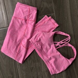 Hot Pink Victoria's Secret Legging and Sports Bra Set Size M